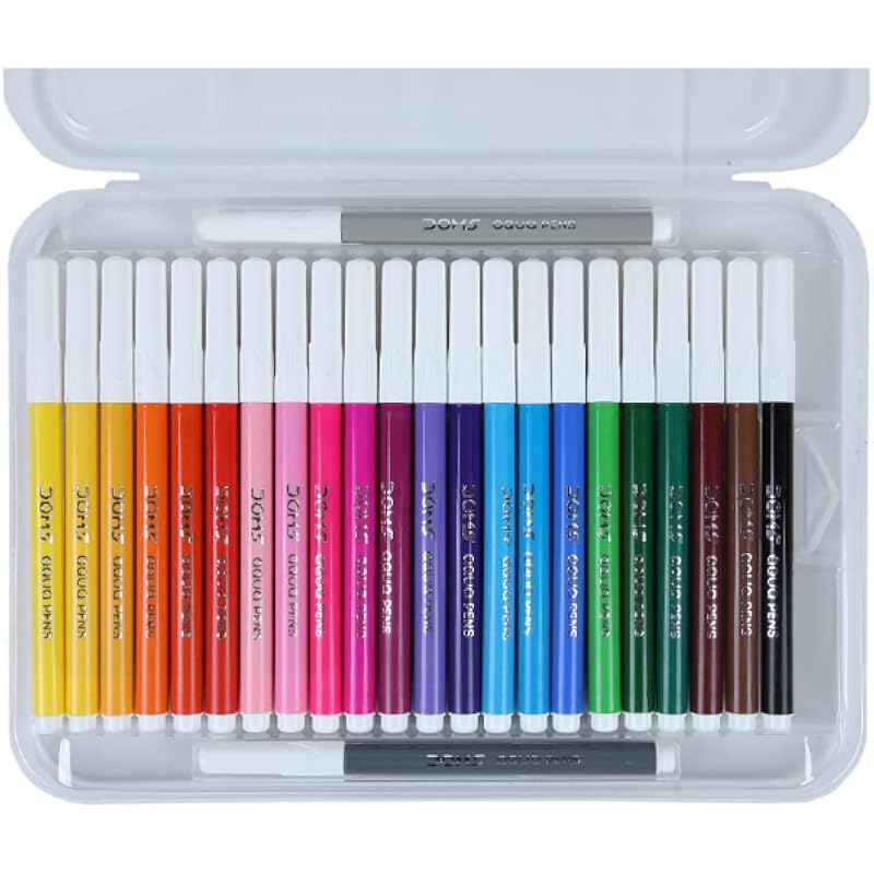 Set de Bolígrafos Acuarela Doms Aqua 24 Tonos | Punta Única Resistente a la Presión con Colores Brillantes e Intensos | No Tóxico y Sa