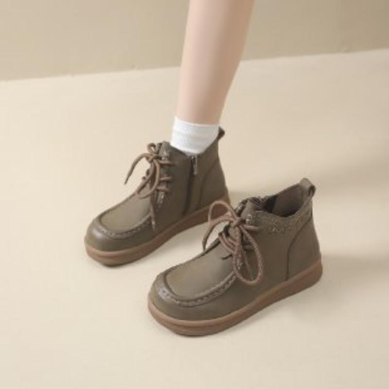 

Новые ботинки на шнуровке, женские ботильоны из мягкой кожи, ботинки в стиле ретро, женская обувь 41 зелёный