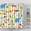 Cartoon Shower Curtain Cute Dolphin Fish Animal Zoo Giraffe Tiger Printing Bathroom Curtains Kids Room Decor Curtain with Hooks