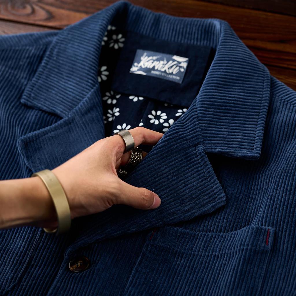 Corduroy Vintage French Work Business Size M [karaku] Indigo-Dyed Jacket, Blazer, Casual, Men's Outerwear, Spring, Autumn, Winter,