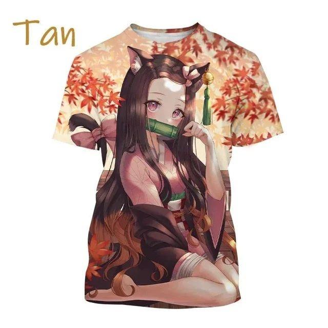 Summer Nezuko Kamado 3D Personalized Anime Printed T-shirt Fashion Men and Women Devil Slaye Short Sleeve Hip Hop T-shirt