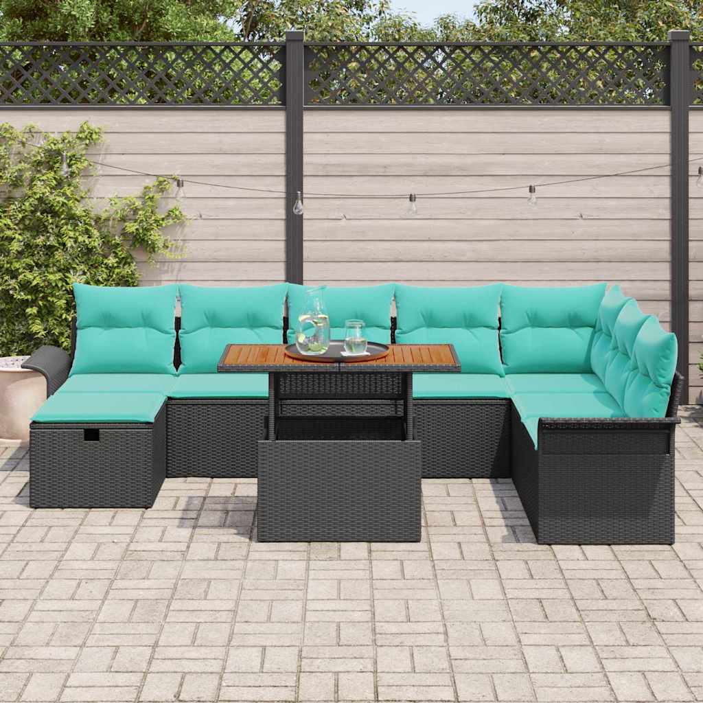 Garden Sofa Set 9 pcs Black Poly Rattan