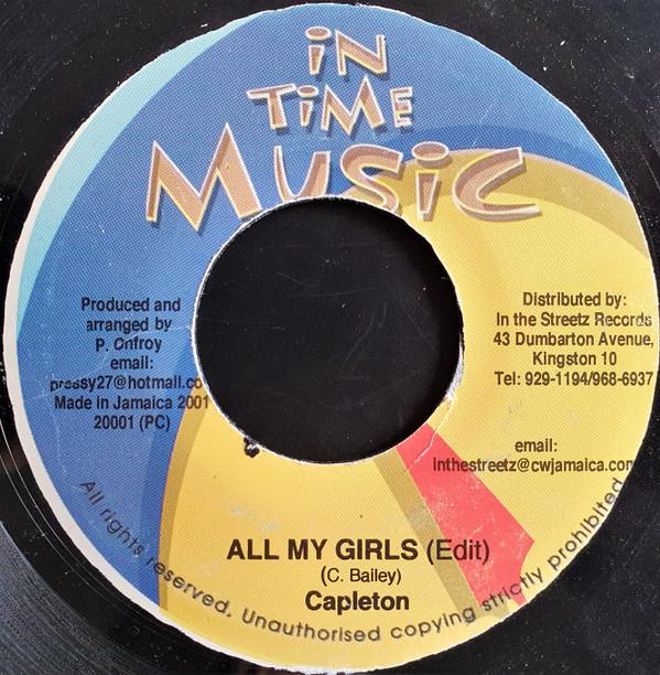 7inch Record CAPLETON - All My Girls NONE In Time Music 2002 Jamaica Reggae, Ska & Dub Used