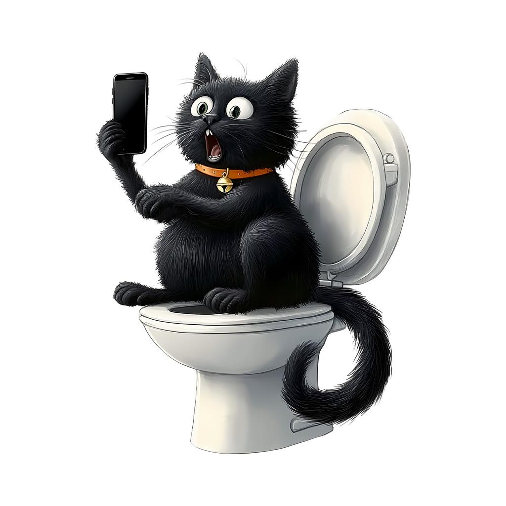 Cute Cartoon Cat PVC Toilet Sticker Self-Adhesive Removable for Bathroom Wall Decor