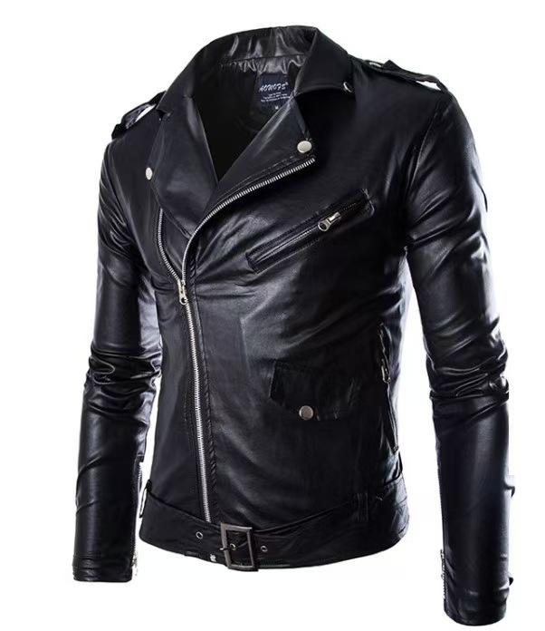 New men's leather jacket trendy men's locomotive leather jacket new large size men's color