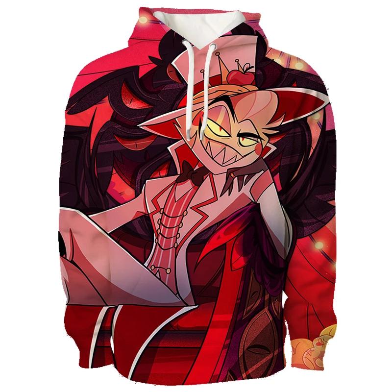 Najnovšia Anime Hazbin Grafická Mikina s Kapucňou Pánska 3D Plnofarebná Potlač Mikiny s Kapucňou Trend Streetwear Hotel Kreslený Pulóver Vrchné Oblečenie