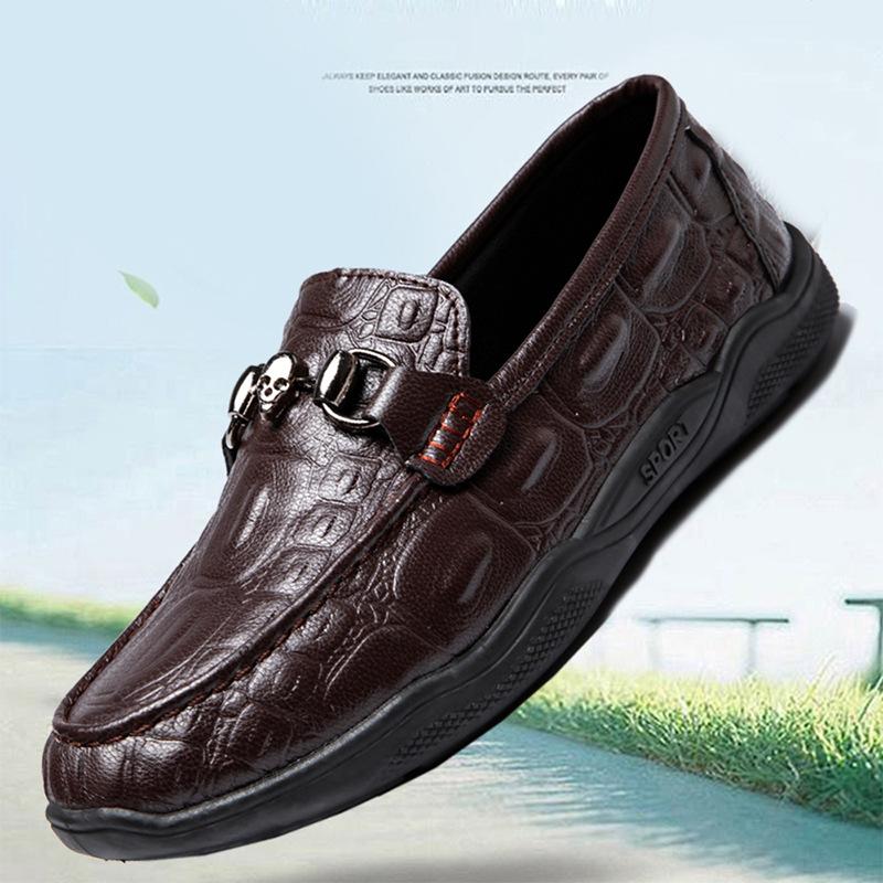 

Весенне-летние новые туфли Doudou мужские с крокодиловым узором молодежные на одну педаль трендовые мужские туфли повседневные туфли мужские кожаные туфли 44 кофейный