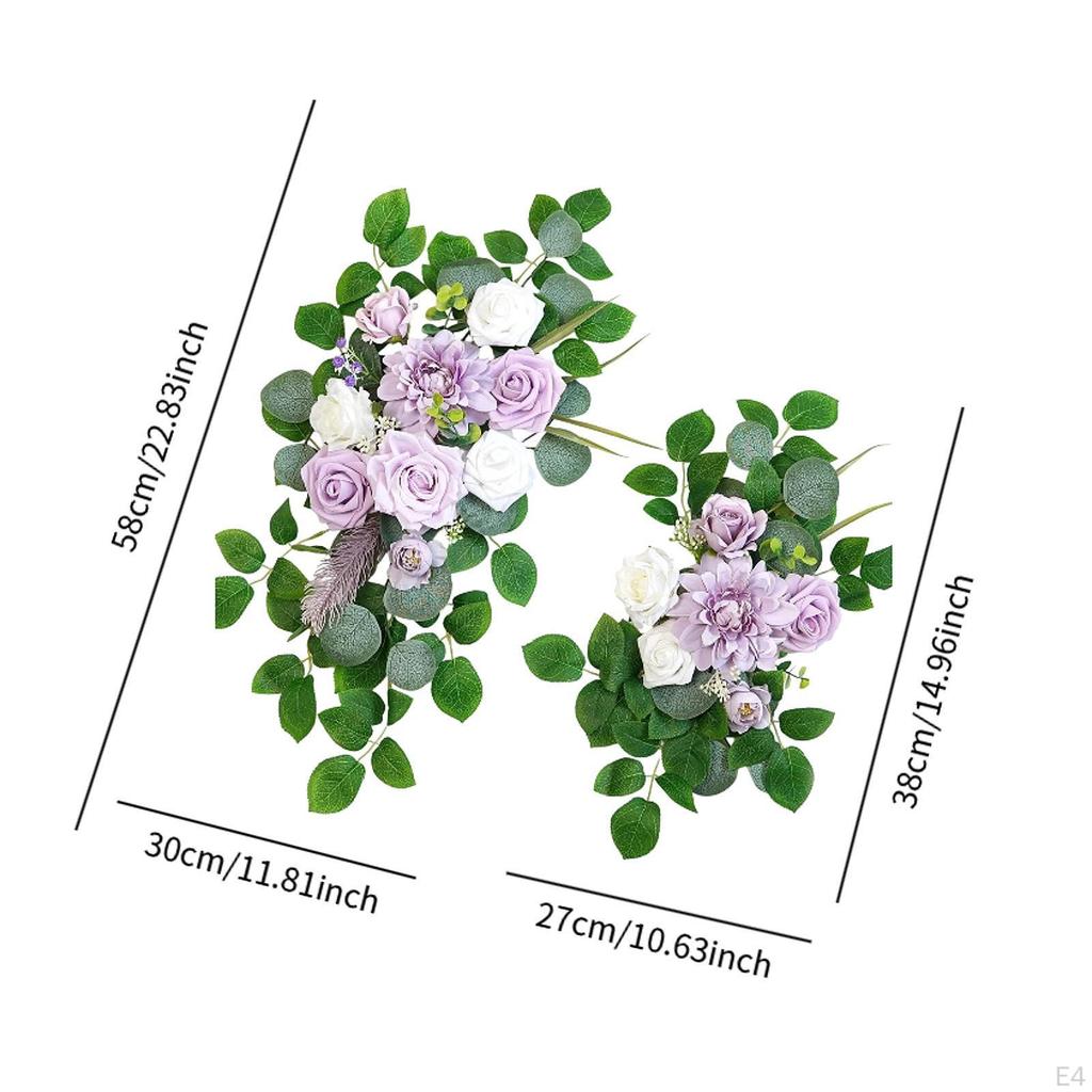 2 Pieces Floral Swag for Wedding Arch with Artificial Flowers
