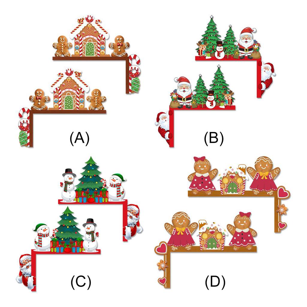 2 Pcs Christmas Gingerbread Man Wooden Door Frame Decor Christmas Gingerbread Man Candy Door Toppers for Front Indoor Outdoor