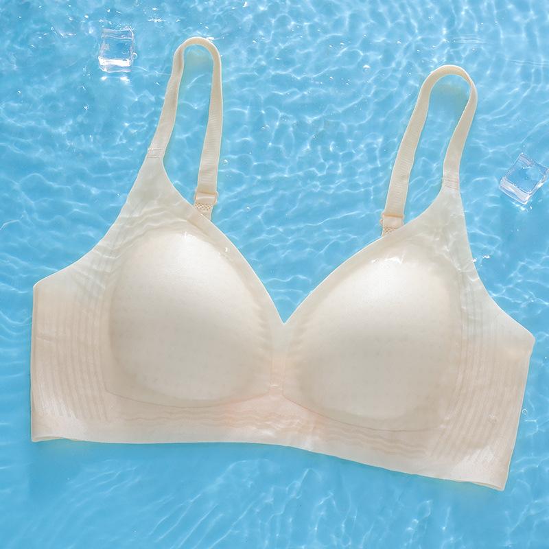 Summer ultra-thin jelly glue, comfortable and breathable fixed cup, no steel ring text bra gathers new models