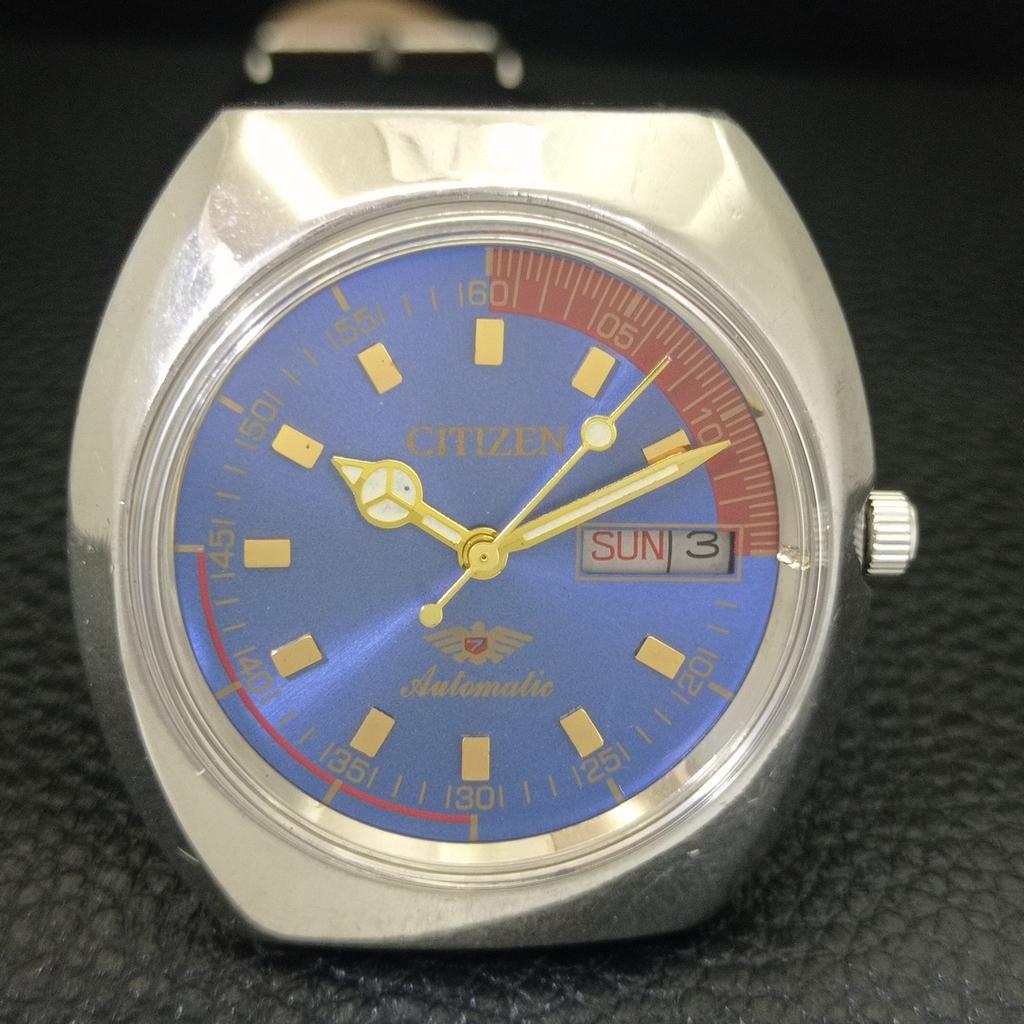 CITIZEN AUTOMATIC 8200 VINTAGE JAPAN MENS BLUE COLOR DIAL WATCH a702784-1 R210-a702784