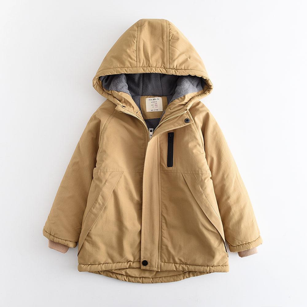 

Зимняя утепленная хлопковая куртка с капюшоном для мальчиков, однотонная повседневная куртка с длинными рукавами для детей среднего и большого возраста 110