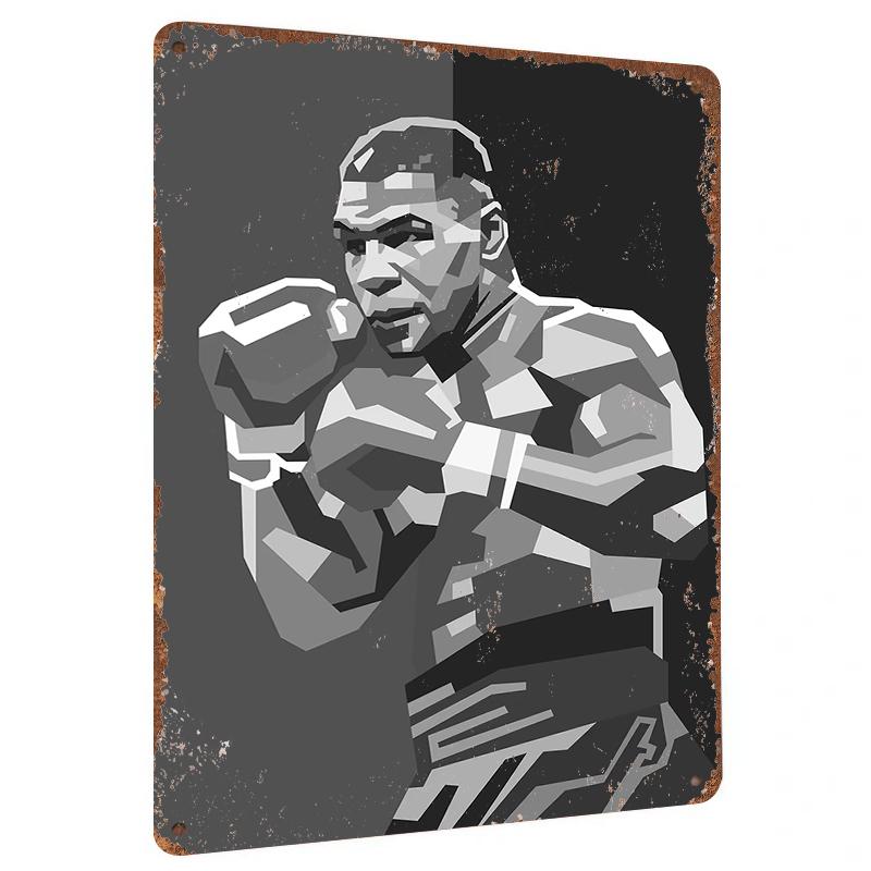 

Mike Tyson Boxing Geometric Art Metal Wall Decor for Home Gym Office Sports Fan Gift 20x30cm（7.8x11.8inch）