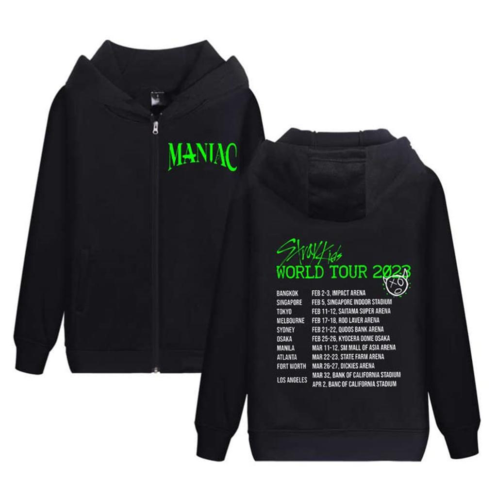 Damen Casual Mode Bedrucktes Langarm-Kapuzensweatshirt mit Reißverschluss