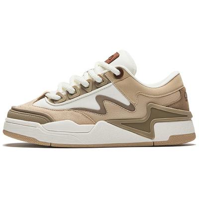 Cuero Sintético Cómodo Versátil Resistente al Desgaste Absorción de Impactos Antideslizante Zapatillas de Skate de Caña Baja Mujer zapatilla Marrón Blanco 122448081-4