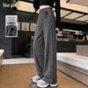 Women's Elastic Waist Casual Straight Leg Trousers