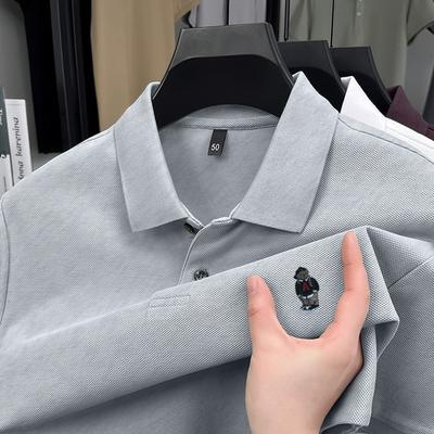 Camisa Polo Original de Diseñador para Hombre 100% Algodón Cuello Solapa Manga Corta Camiseta Verano Nuevo Exquisito Estampado de Oso Lujo Ropa de Negocios para Hombre