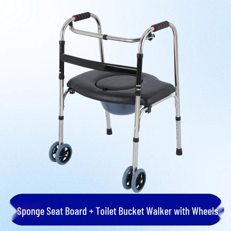 Folding Stainless Steel Walker & Cane Aid for Elderly