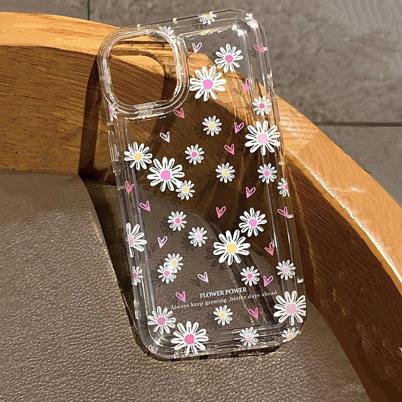 Ins Cute Cartoon Flowers Print Clear Case For Samsung A54 5g Case S24 Ultra A32 A52 A34 5g A53 A23 A55 S23 S22 S20 S21 FE Cover