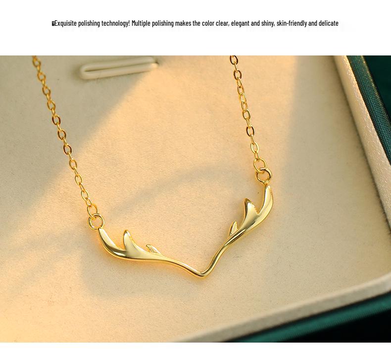 Banyan Baum S925 Silber Koreanischer Waldstil Elch Anhänger Halskette für Frauen