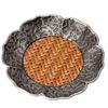 Chinese Lotus Hammered Alloy Rattan Coaster