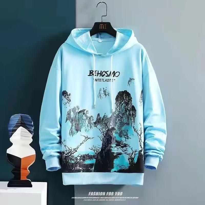 Men's Korean Style Hooded Sweatshirt - Autumn/Winter Loose & Trendy Velvet Casual Top