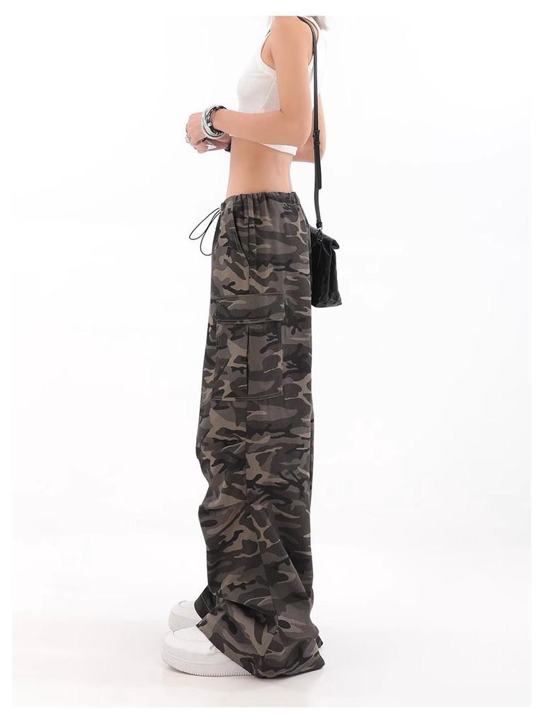 Unisex American Retro Camouflage Overalls – Casual Wide-Leg Hip-Hop Trousers