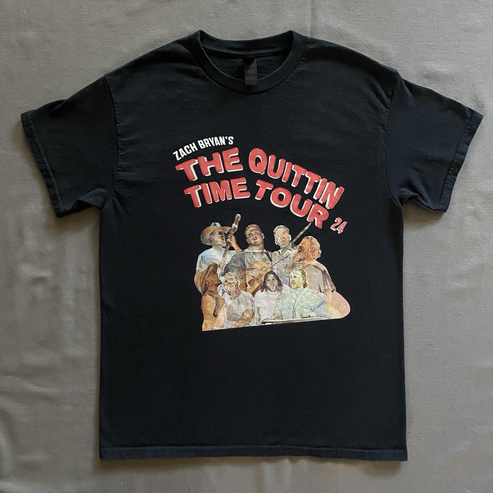 2024 Zach Bryan The Quittin Time Tour T Mens Size Medium Black Concert Unisex T-Shirt XXL