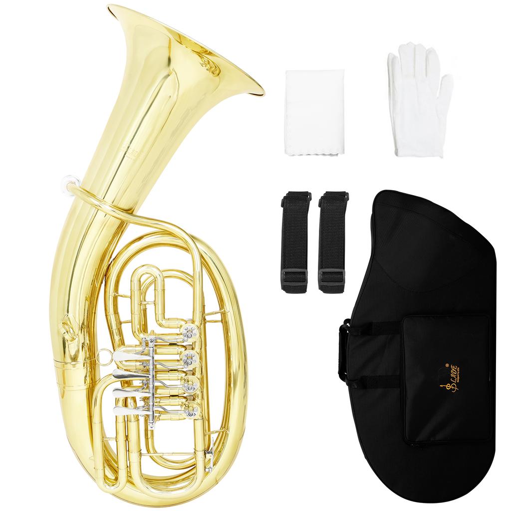 SLADE 4-Key Flat Key Euphonium Pro Bass Horn Phosphor Bronze Color Brass Body 4 Flat Keys Euphonium Brass Instrument with Parts