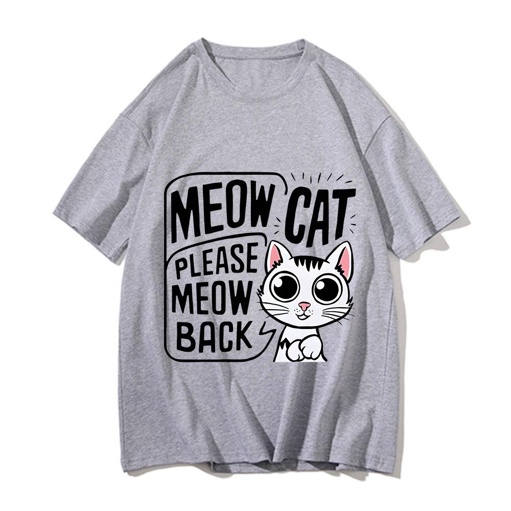 Baby Lasagna Meow Cat Please Meow Back T-shirts Men Summer Short Sleeve Cotton Tee-shirt Cute Graphic Print Tshirts Ropa Hombre