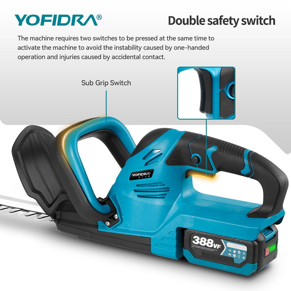 YOFIDRA 2000W Electric Hedge Trimmer 15000RPM Lawn Mower Garden Landscaping Hedge Pruner Trimmer Tool For Makita 18V Battery