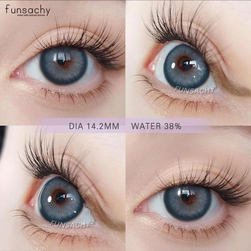 FUNSACHY 1 para gorąco sprzedających się soczewek kontaktowych kolorowych brązowych soczewek do oczu szarych pięknych źrenic niebieski kolor makijaż oczu kosmetyczne roczne