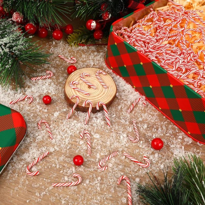 10/30/50Pcs Mini Candy Cane Christmas Decoration Red White Resin Candy Diy Crafts Xmas Pendant Navidad Home Decor New Year