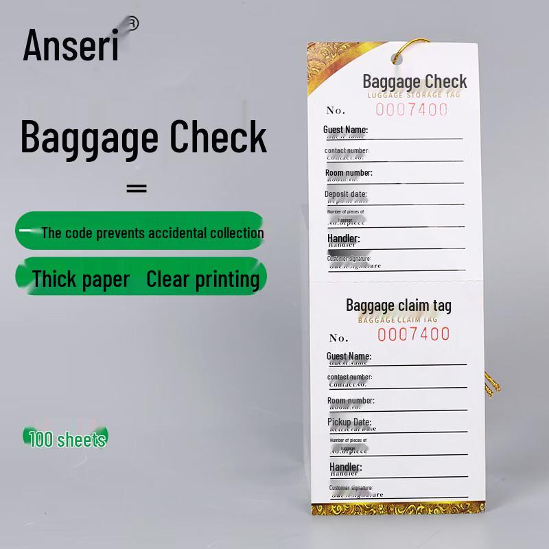 Ansell Luggage Storage Tags