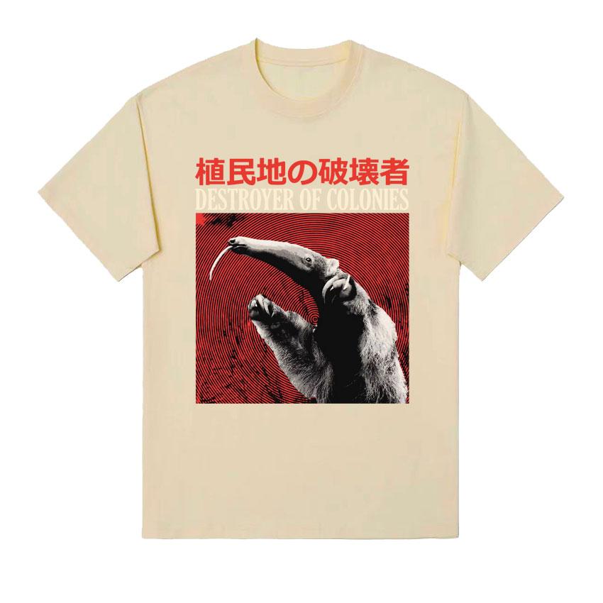 Zerstörer von Kolonien Ameisenbär Japanisches Vintage T-Shirt Unisex Damen Mode Lässig Gemütliches T-Shirt 100% Baumwolle Harajuku Gothic T-Shirt