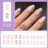 24Pcs French Lavender Glossy Press On Nail Winter Floral False Nail Durability ABS False Nail For Women Party