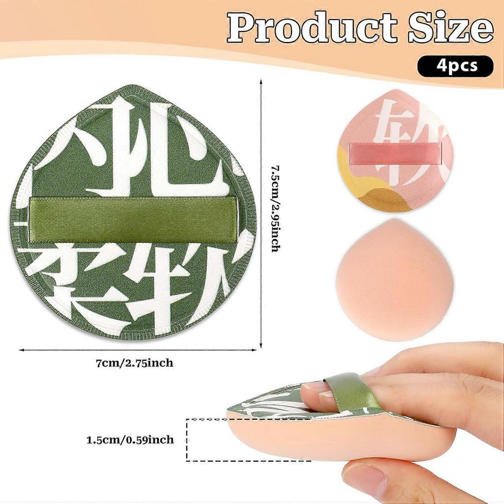 4 PCS Korean Makeup Puff Soft Makeup Sponges Teardrop Setting Powder Puff Face Makeup Cushion Puff Beauty Blender Sponge for Foundation Concealer Liqu