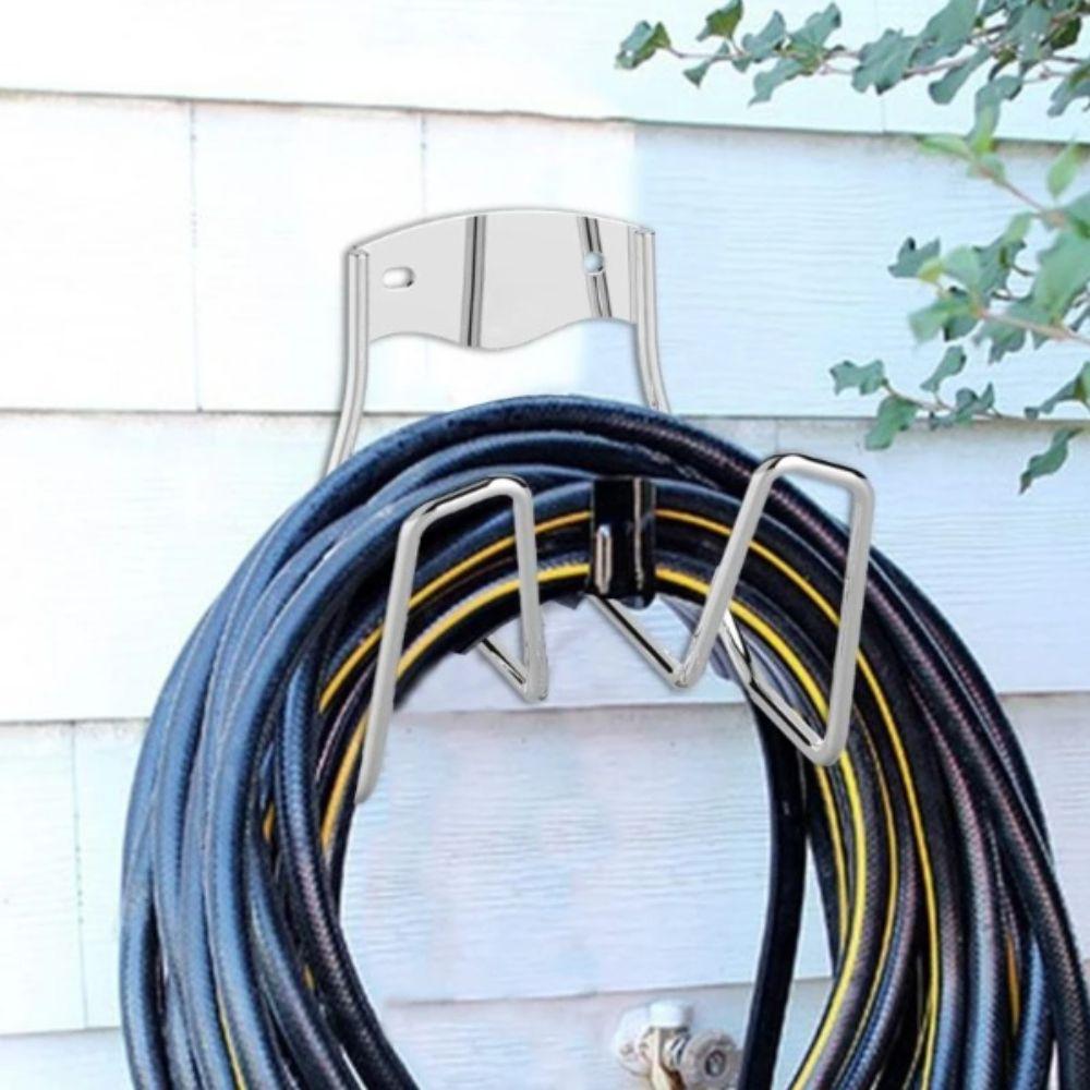 Silver Finish Wall Mounted Hose Hook Rust-Proof Garden Hose Hanger  Extension Cords Organization
