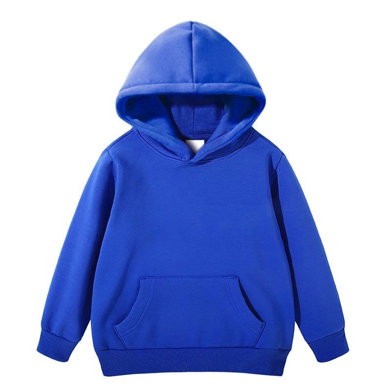 4-14 Years Kids Solid Color Hooded Pullover Long Sleeve Coat