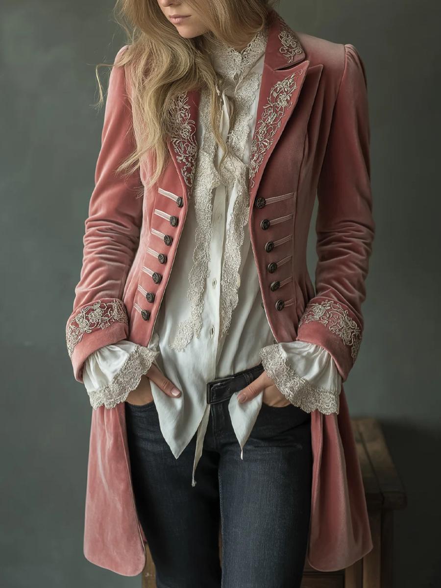 

Women s Autumn Winter Long Sleeve Solid Color Patchwork Golden Velvet Coat Long Length Windbreaker XXL червоний