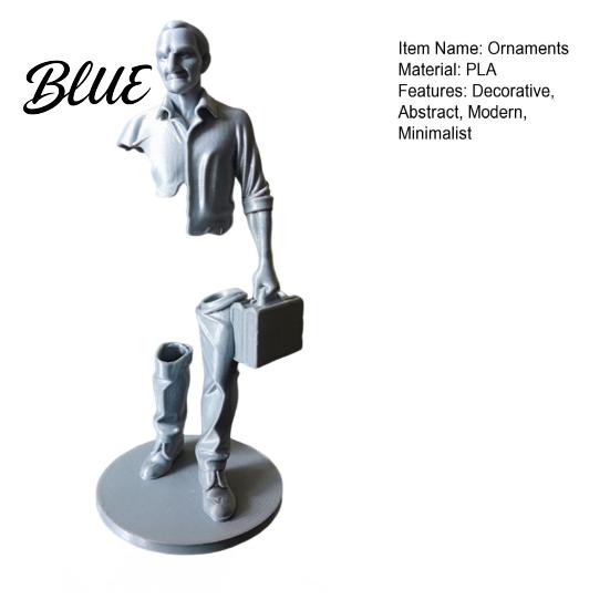 Artistic Office Figure 3D Printed Working Person Figurine with Briefcase, Modern Abstract Art Ornament Briefcase for Desktop Bookshelf Decor,