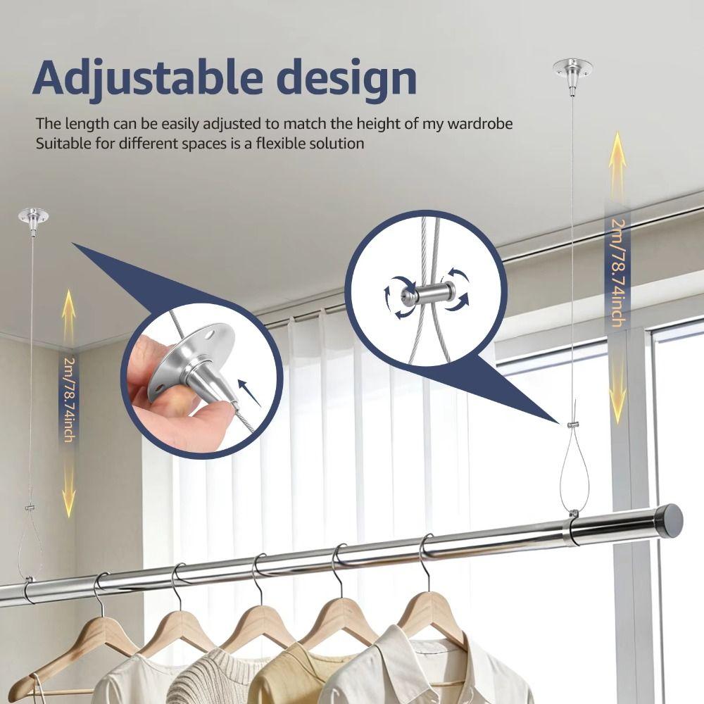 Cuerda de Soporte Ajustable para Barra de Cortina de Ducha Para Barras Curvas/en Forma de L/Cortinas