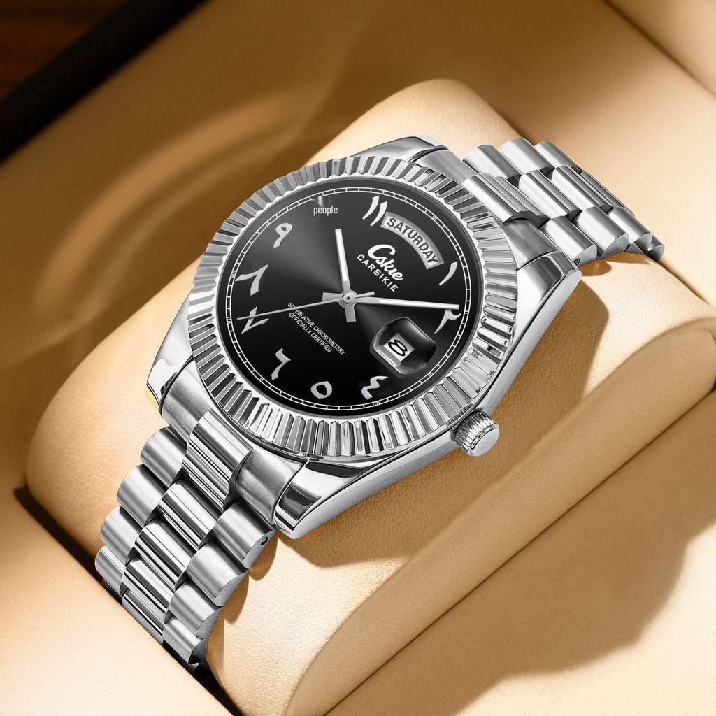 Swiss Brand Ultra-Thin Men's Steel Band Business Watch - High-End Waterproof Design