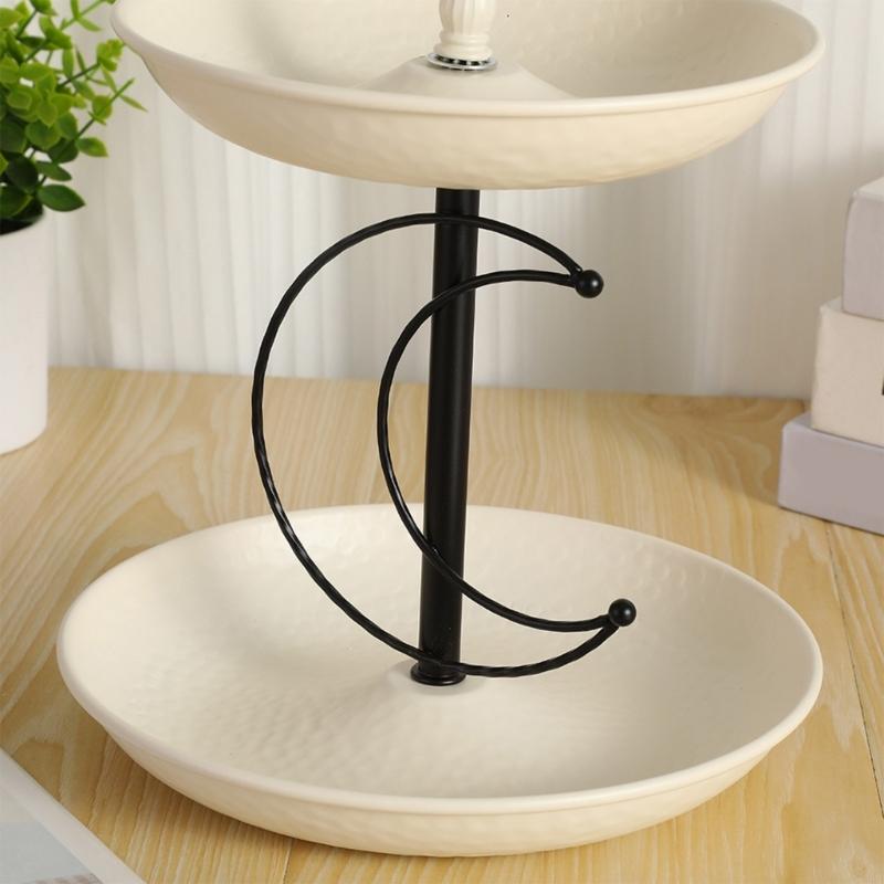 Two Tiers Iron Appetizer Plate Double Deck Design Ample Space for Parties Home Accent Snacks Display Plate