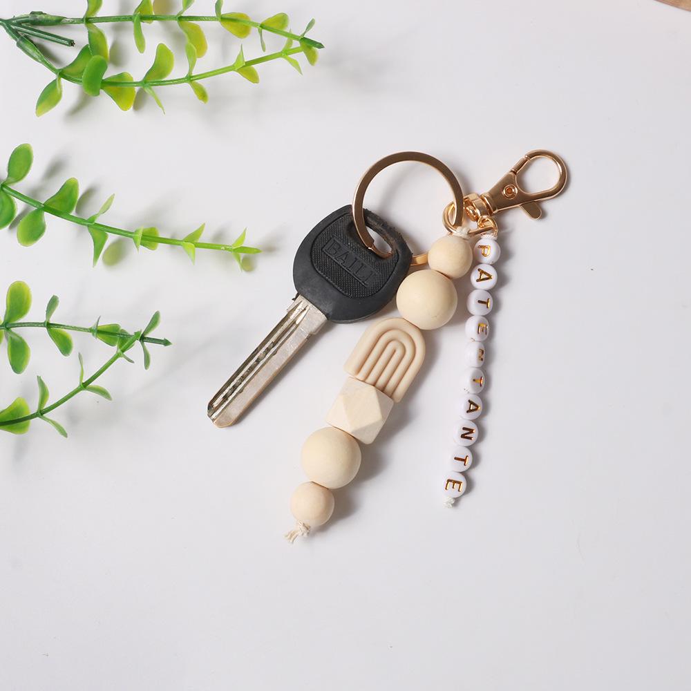 Rainbow Tassel Letter Charm Keychain