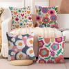 Colorful Flowers Cushion Cover Natural Linen Organic Fabric DoubleSided Printing Sofa Home Decor Breathable Bed Pillow