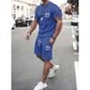 2pcs Men'S Summer Casual Lash Print Outfit Set, Crew Neck Short Sleeve