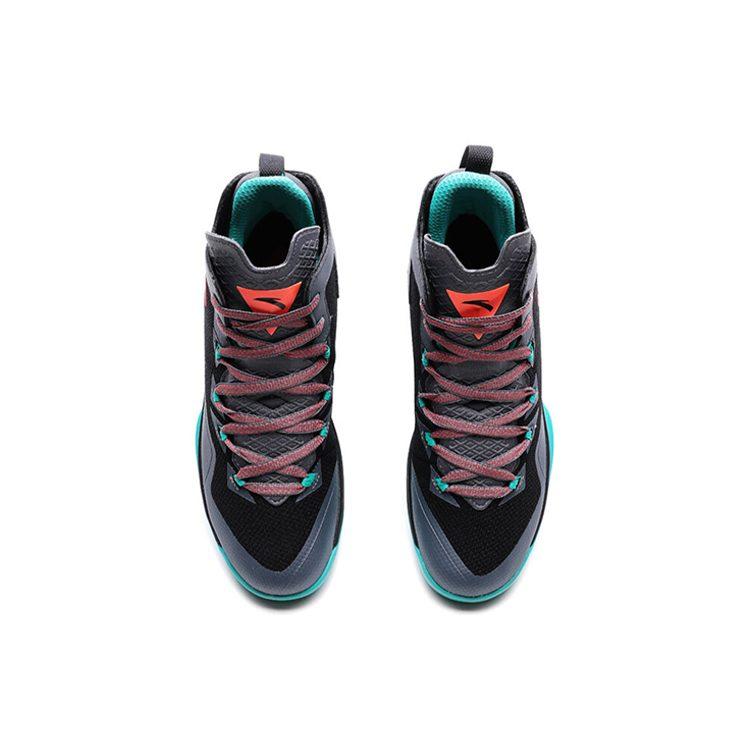 Anta The Shield 1 Cushioning Slip Resistant Abrasion Resistant High top Basketball Shoes Men's Black Green 112141145R-1