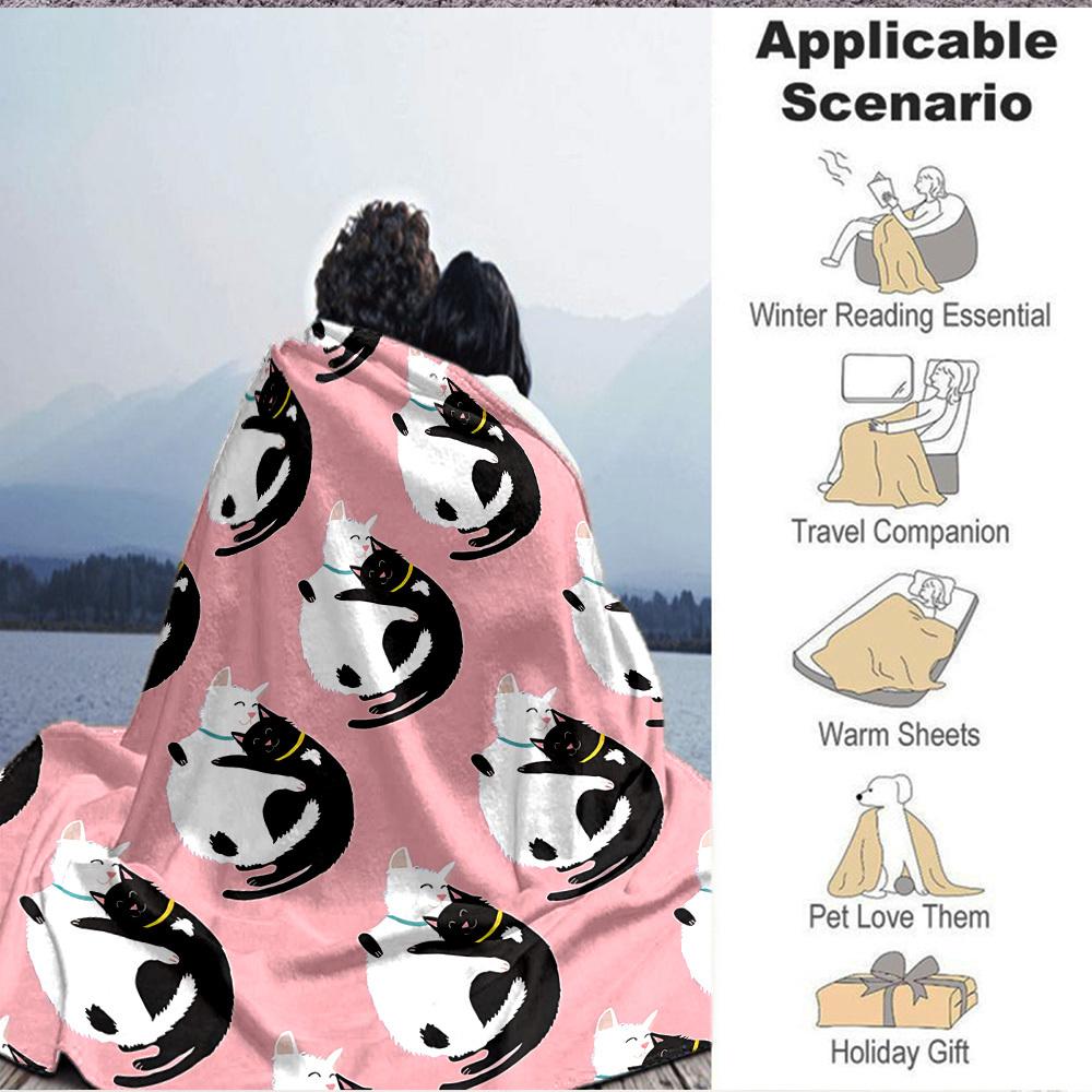 1pc Cat Hug Pattern Blanket Warm, Cozy, And Soft, Suitable for Sofas, Beds, Cars, And Office Use.Perfect for Camping And Travel, Making It a Great Gif