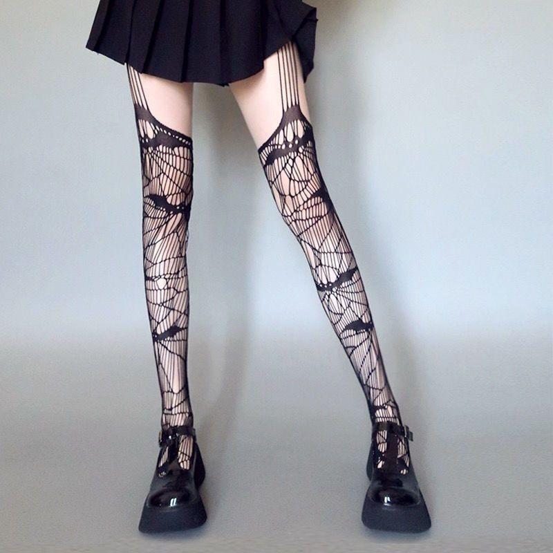 Retro-Leopardenmuster Jacquard-Strumpfhose Damen Sexy Schlank Hohlmaschen-Socken Schwarze Leggings Strümpfe